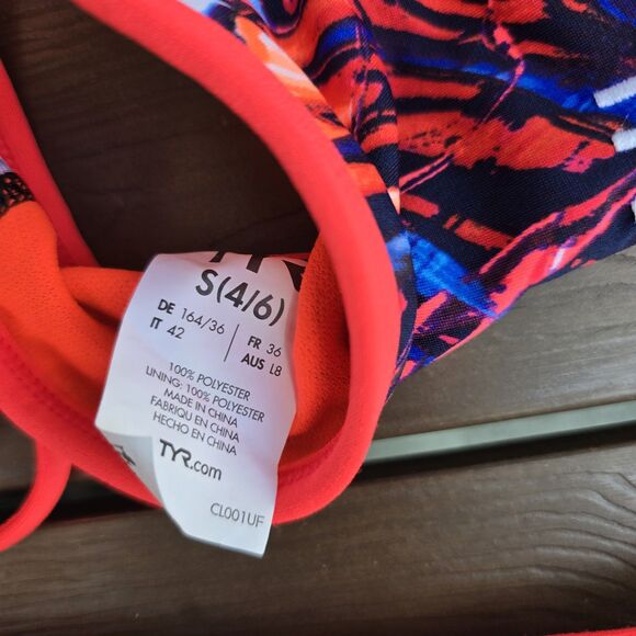 TYR Women's Durafast Penello Tieback Red/multi Workout Bikini Sz S NEW No Tag - Picture 3 of 4